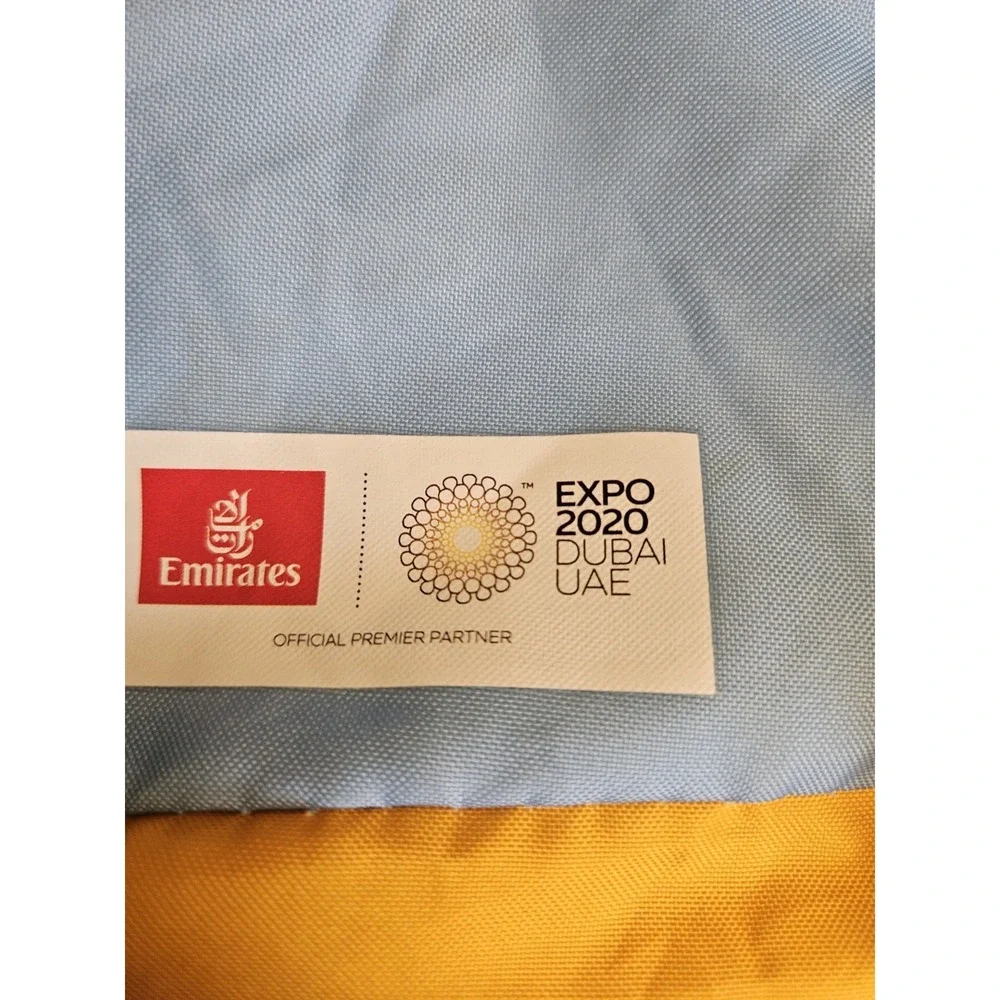 Emirates Airlines Expo 2020 Dubai Mini Kids Amenity Backpack Bag UAE Blue Yellow